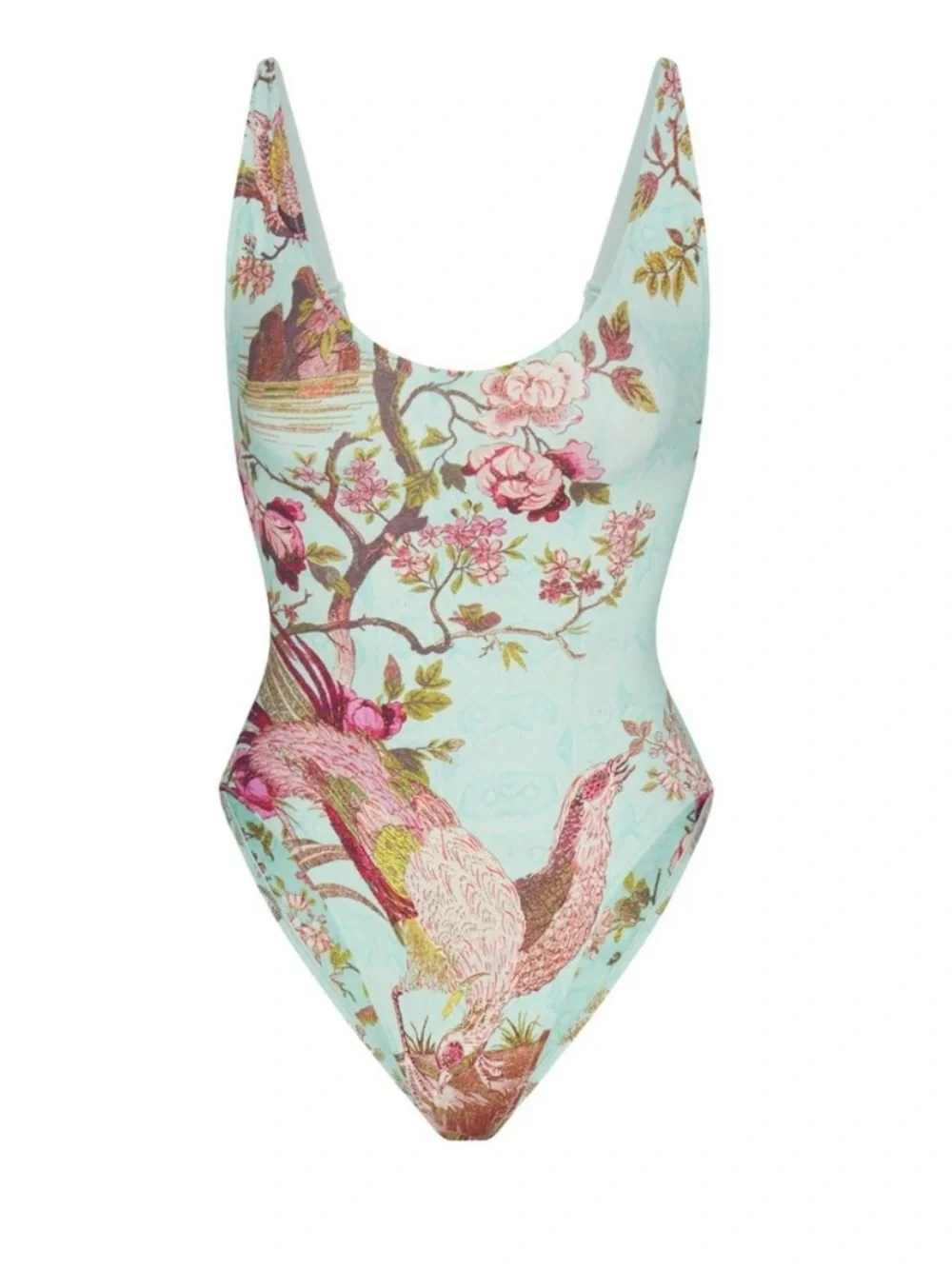 Skims x Roberto Cavalli Scoop Neck One Piece Swimsuit Fagianella Print NEW Med - Picture 6 of 12
